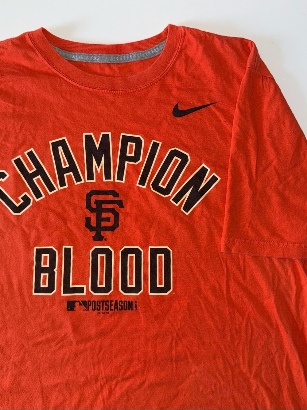 Nike San Francisco Giants Men's L Champion Blood 2014 Postseason Orange T-Shirt
